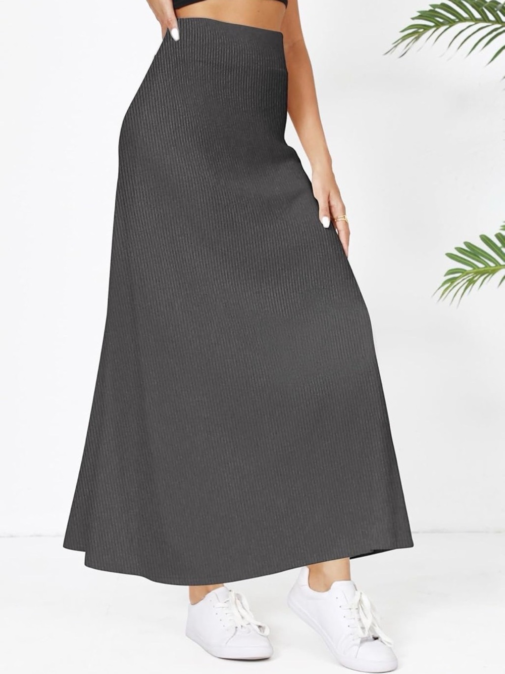 Urban Cocoa Ribbed Maxi Skirt Charcoal Gray New With Tags Size Small - Picture 2 of 7